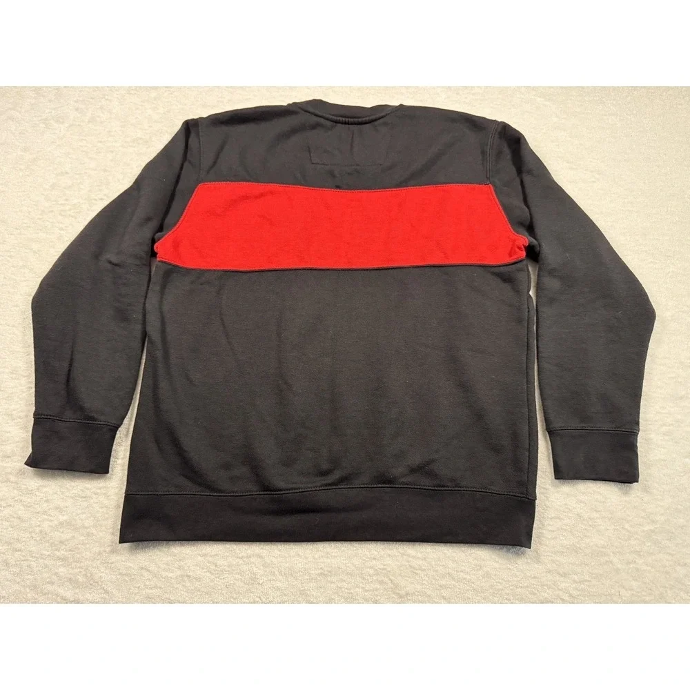 Chaps‎ The Everyday Fleece Mens Crewneck Sweatshirt Black Red Stripe Size L